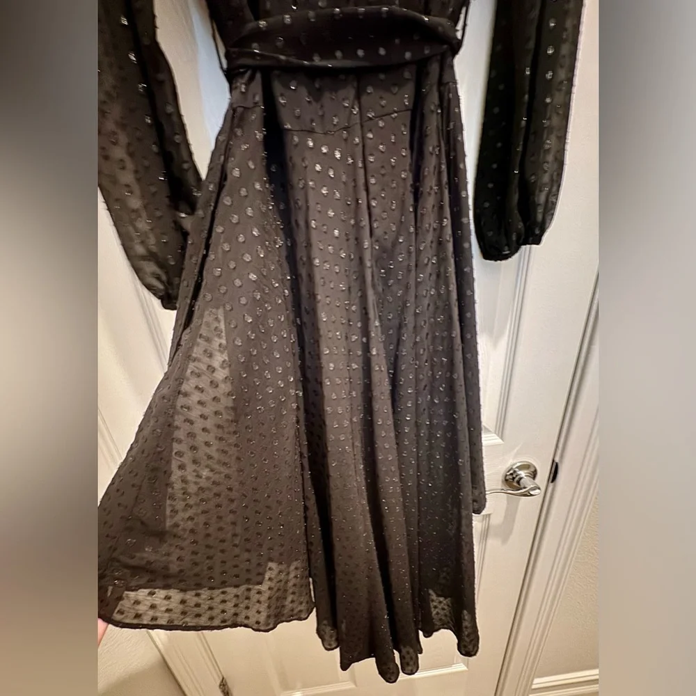 MSK Black Chiffon Dot Pattern Maxi Dress - Size XL - EUC - Only Worn Once - Picture 8 of 10